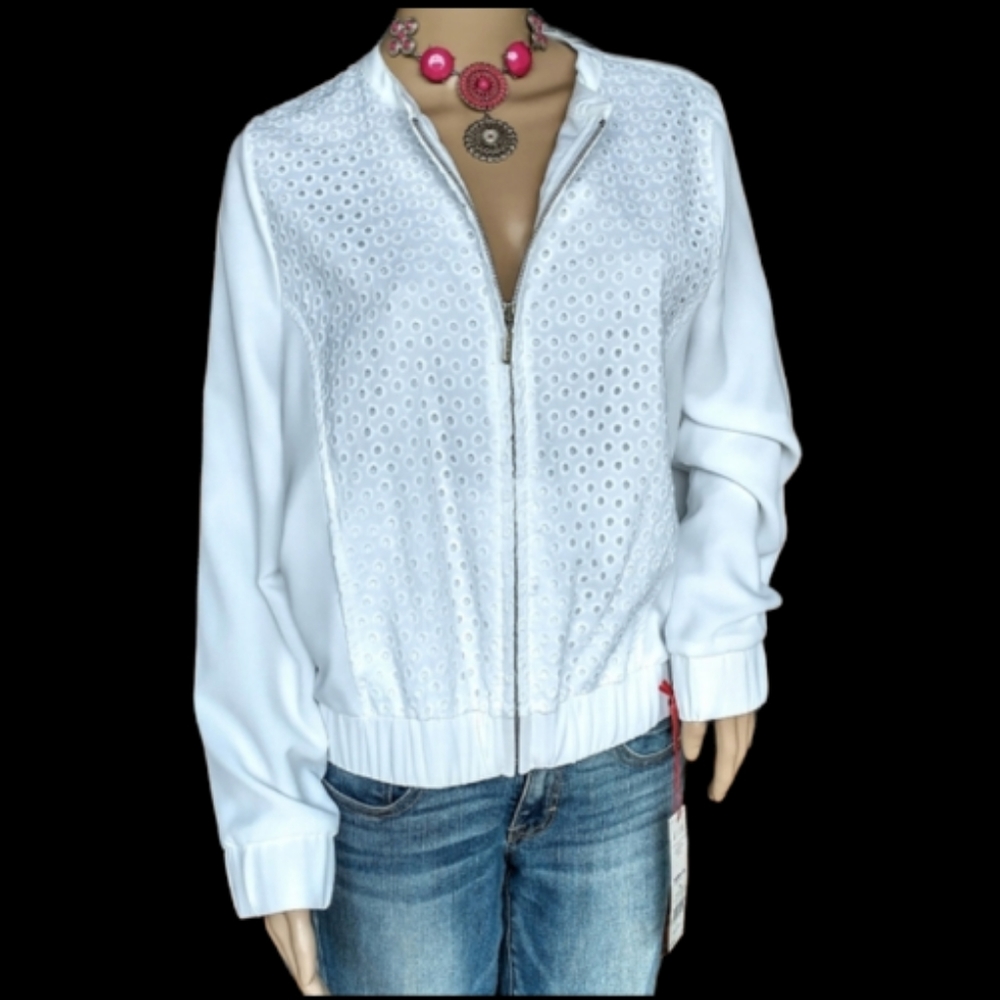 Elle Tropic Fresh Light Weight Jacket With Eyelet Front NWT